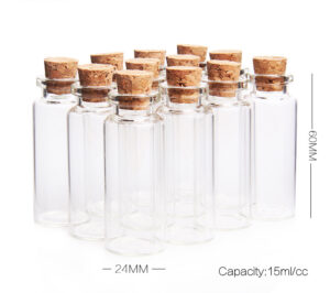 Spot supply 24x60mm wishing bottle 15ml thickened transparent tube glass bottle cork bottle, china supplier good quality