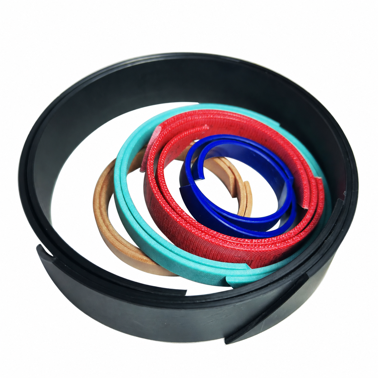 Guide strips and split support rings in assorted colors
