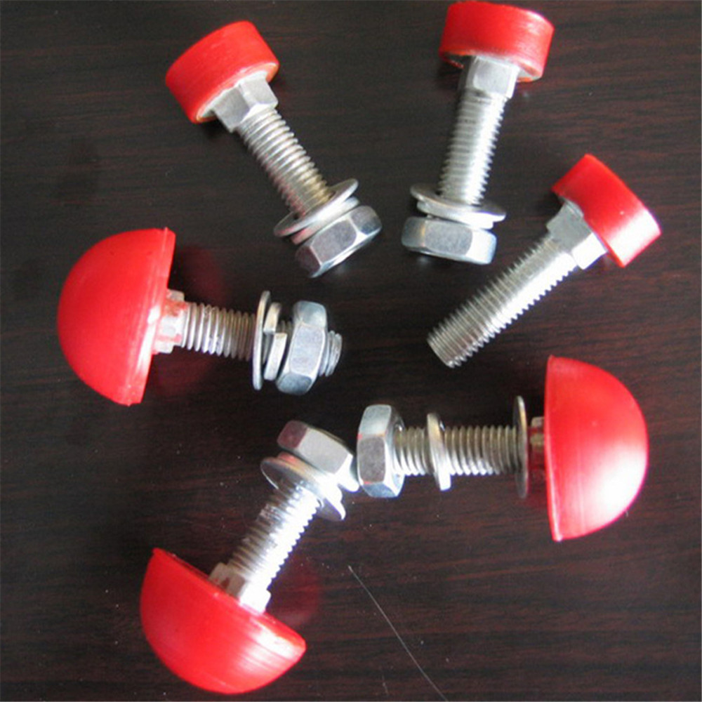 Rubber-tipped bolts with washers and nuts