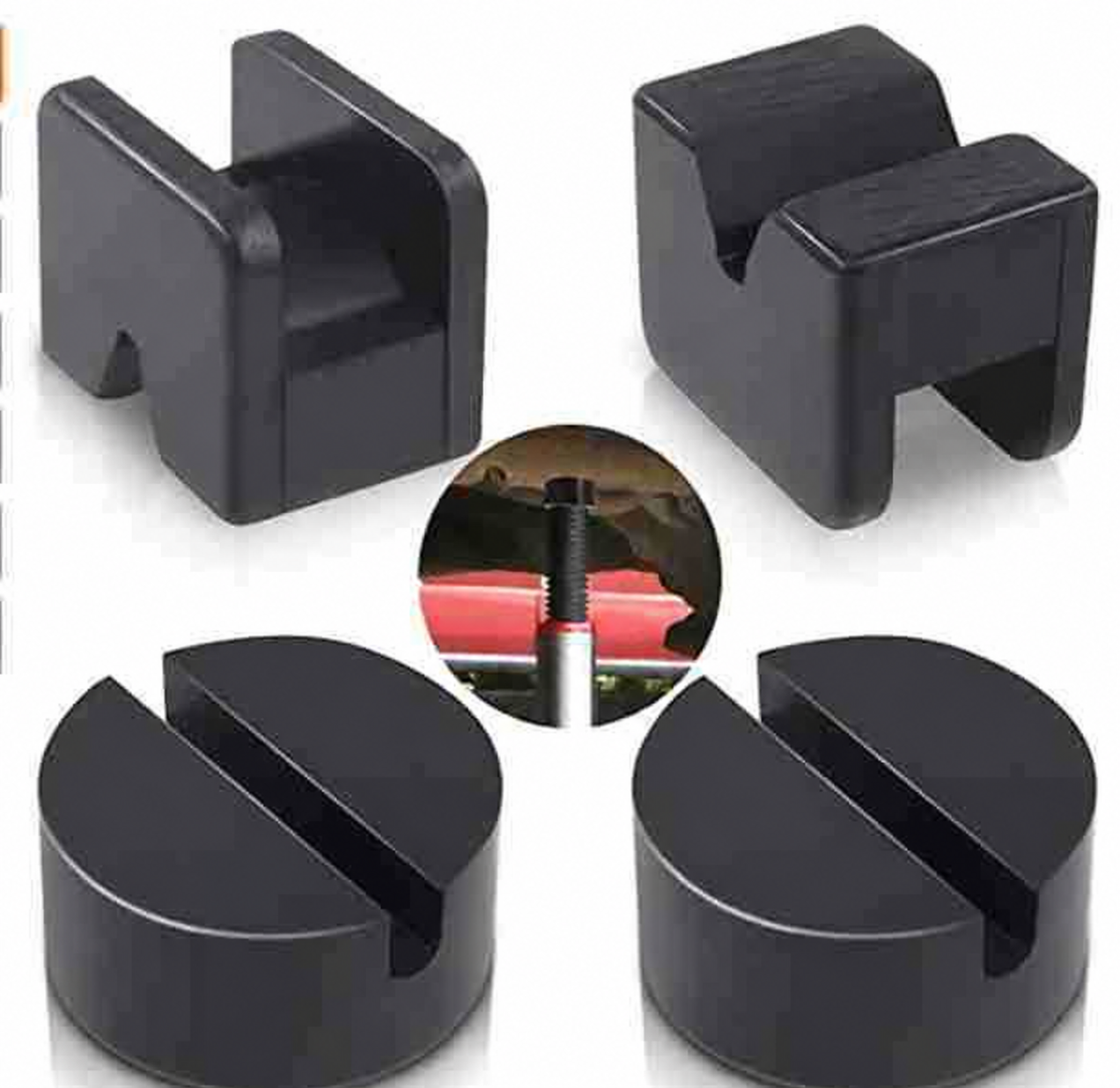 Slotted rubber jack pads with application example